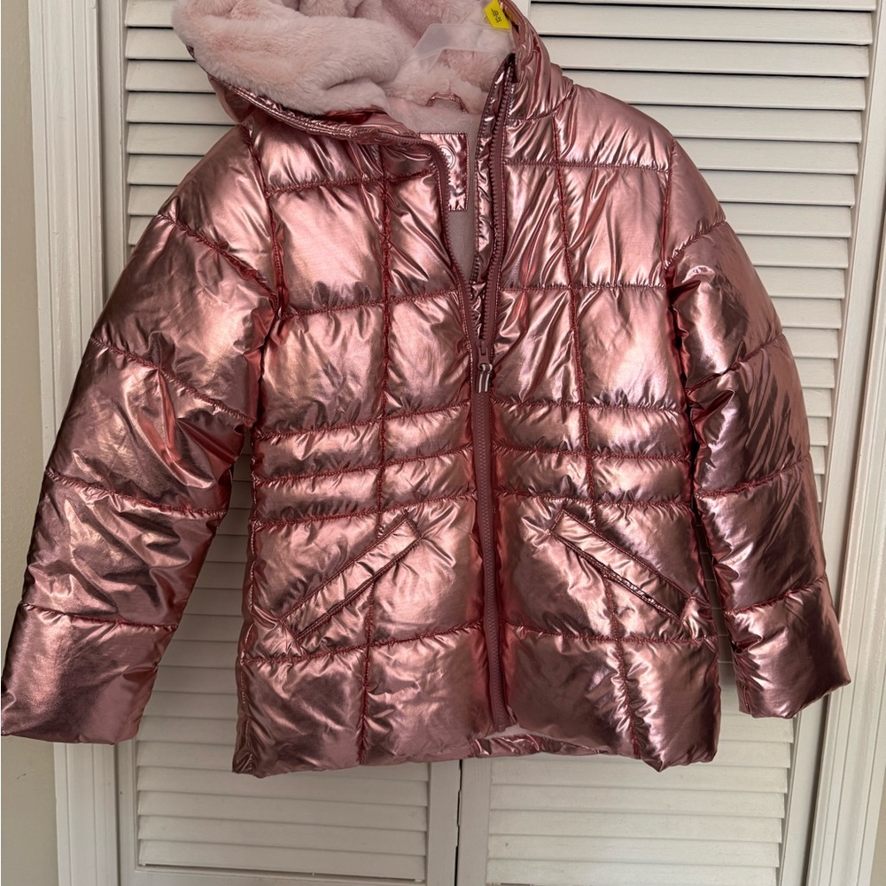 Wonder Nation Shiny Pink Kids Puffer Coat
